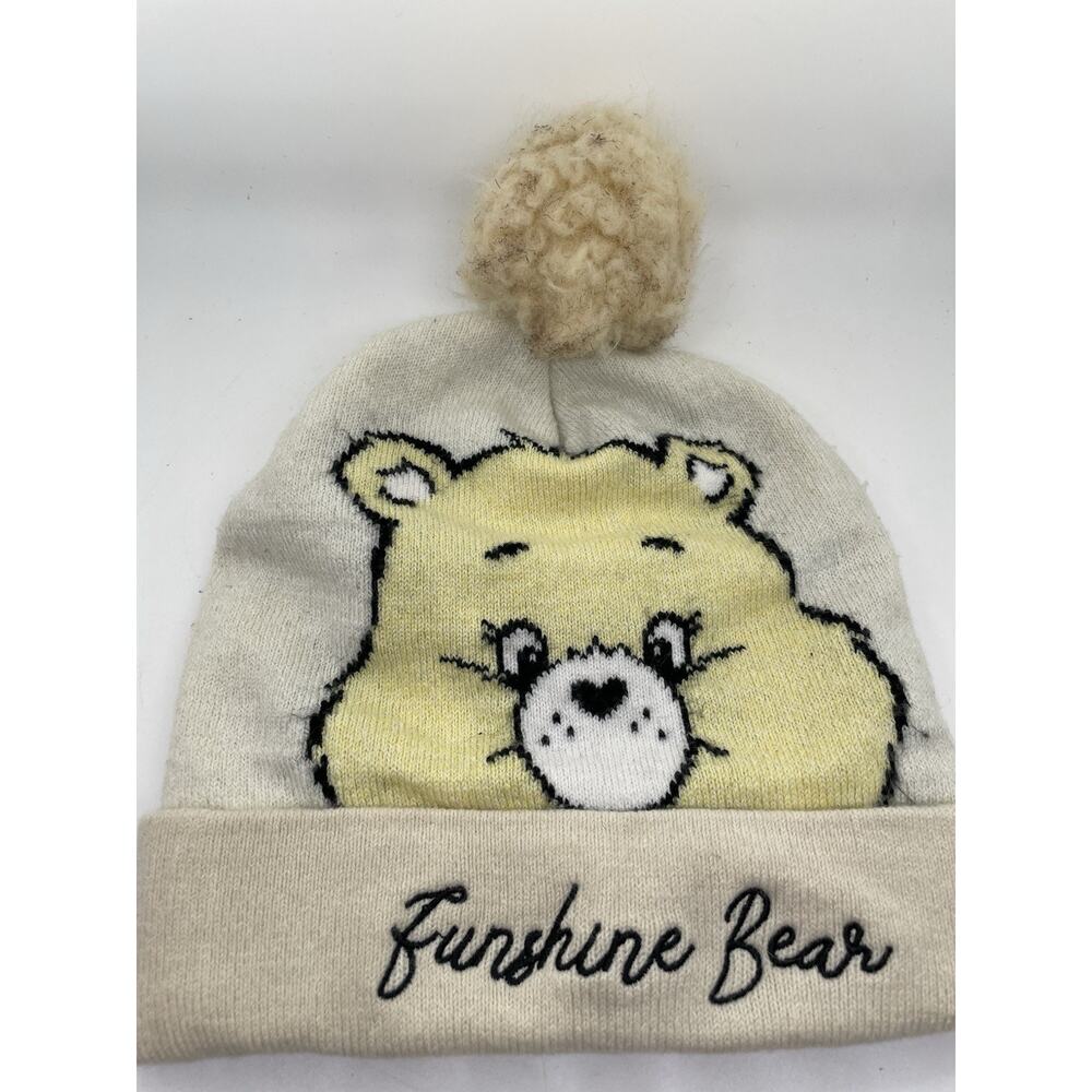 Care Bears Funshine Yellow Pom Pom Cuff Knit Beanie